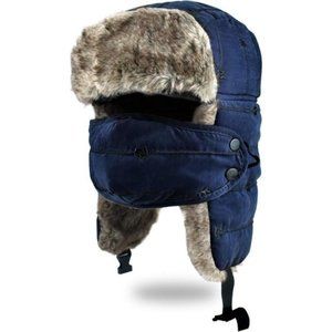 Unisex  Trooper Trapper Hat Bomber Hat with Windproof Mask for Skiing